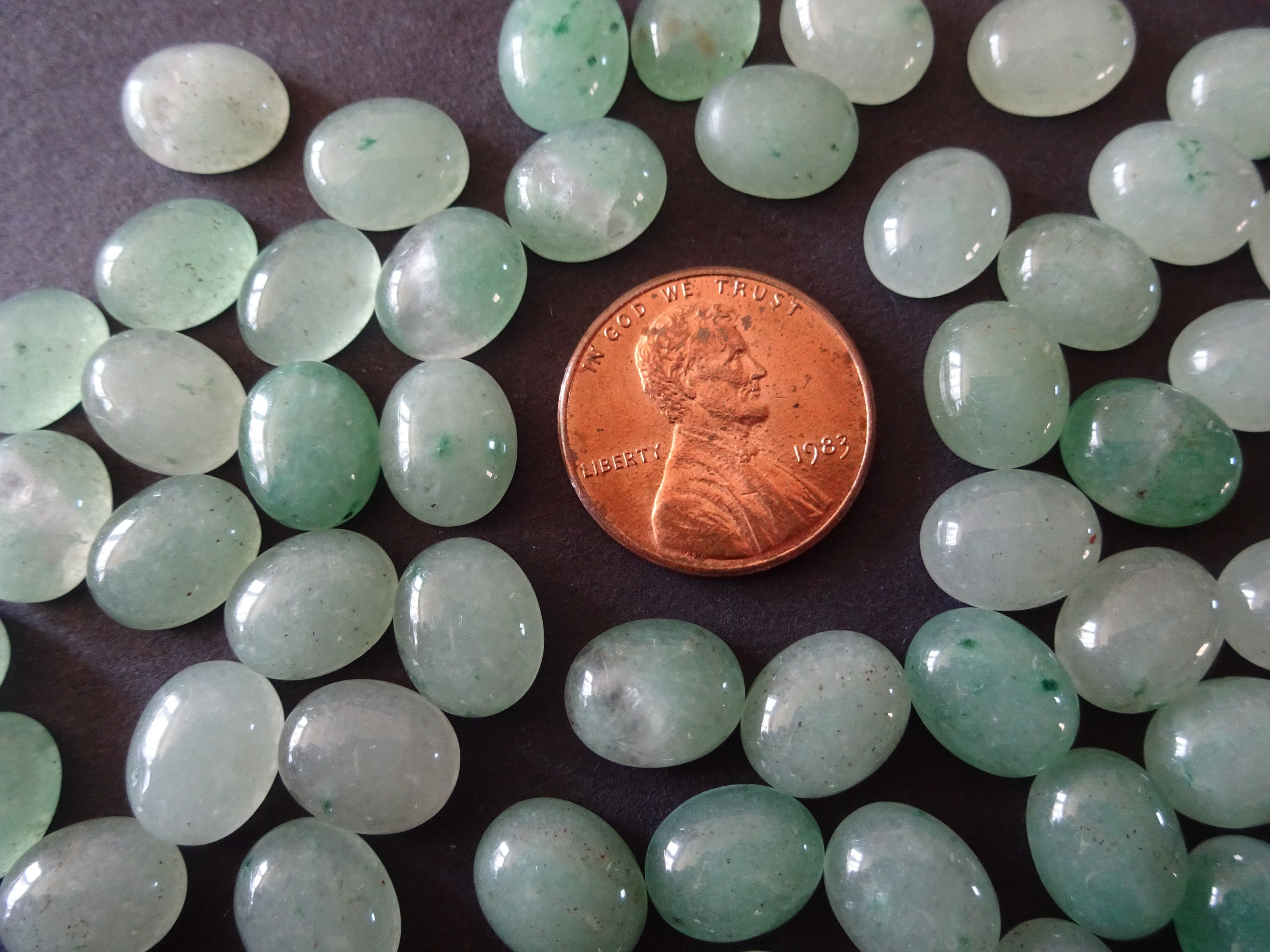 10x8mm Natural Green Aventurine Gemstone Cabochon, Oval Cabochon
