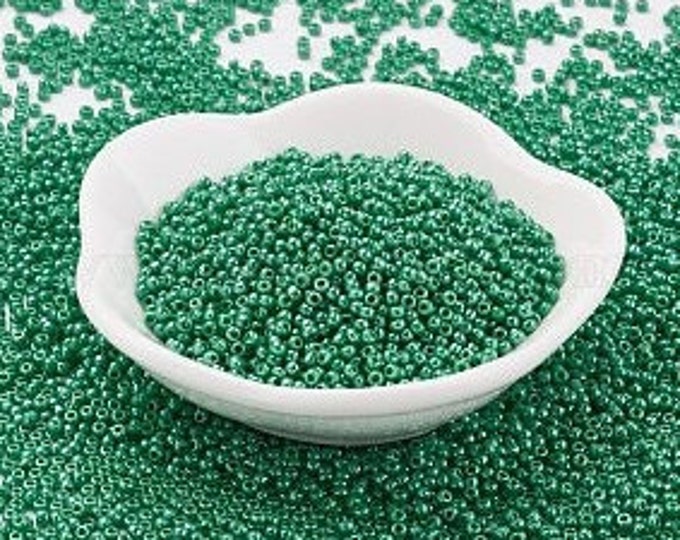 11/0 Toho Seed Beads, Opaque Lustered Medium Sea Green (130D), 10 grams, About 933 Round Seed Beads, 2x1.5mm with .5mm Hole, Opaque Finish