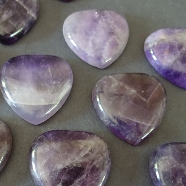 30mm Natural Amethyst Heart Gemstone Cabochon, Heart Cabochon, Polished Stone, Purple Stone Cabochon, Natural Gemstone, Mineral