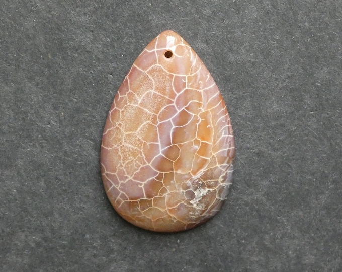 49mm Natural Fire Agate Pendant, Large Teardrop Pendant, Orange, Dyed, Gemstone Pendant, One of a Kind, As Seen in Image, Only One Available