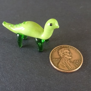 Mini Lampwork Glass Dinosaur, Light Green, Small Decorative Glass Animals, Cute Dinosaur Figurine, Glass Figurine, Small Brontosaurus
