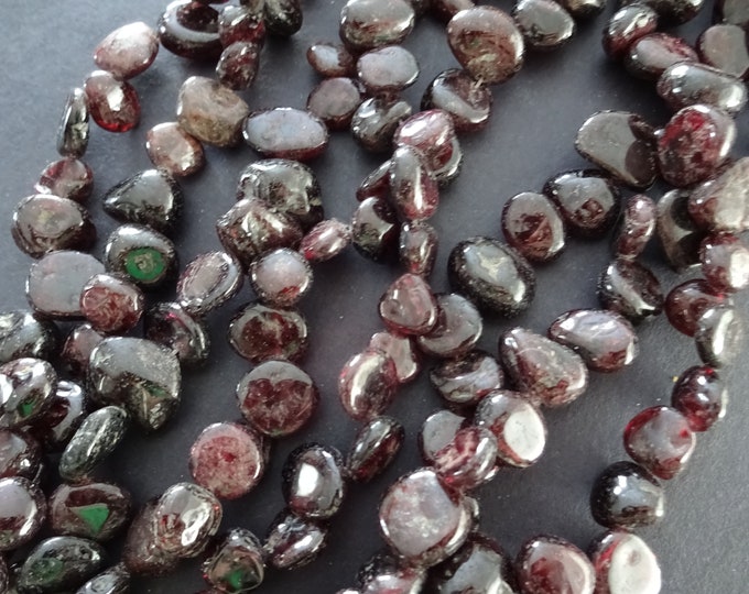 16 Inch 8-23mm Natural Garnet Bead Strand, About 55-70 Stones, Red Garnet Pebbles, Nugget Polished Stones, Drilled Garnet Crystals, 1mm Hole