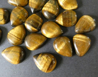 Cabochon en forme de larme oeil de tigre naturel 19-20 mm, cabochon de pierres précieuses, belle gemme polie, pierre de fabrication de bijoux neutre, larme oeil de tigre