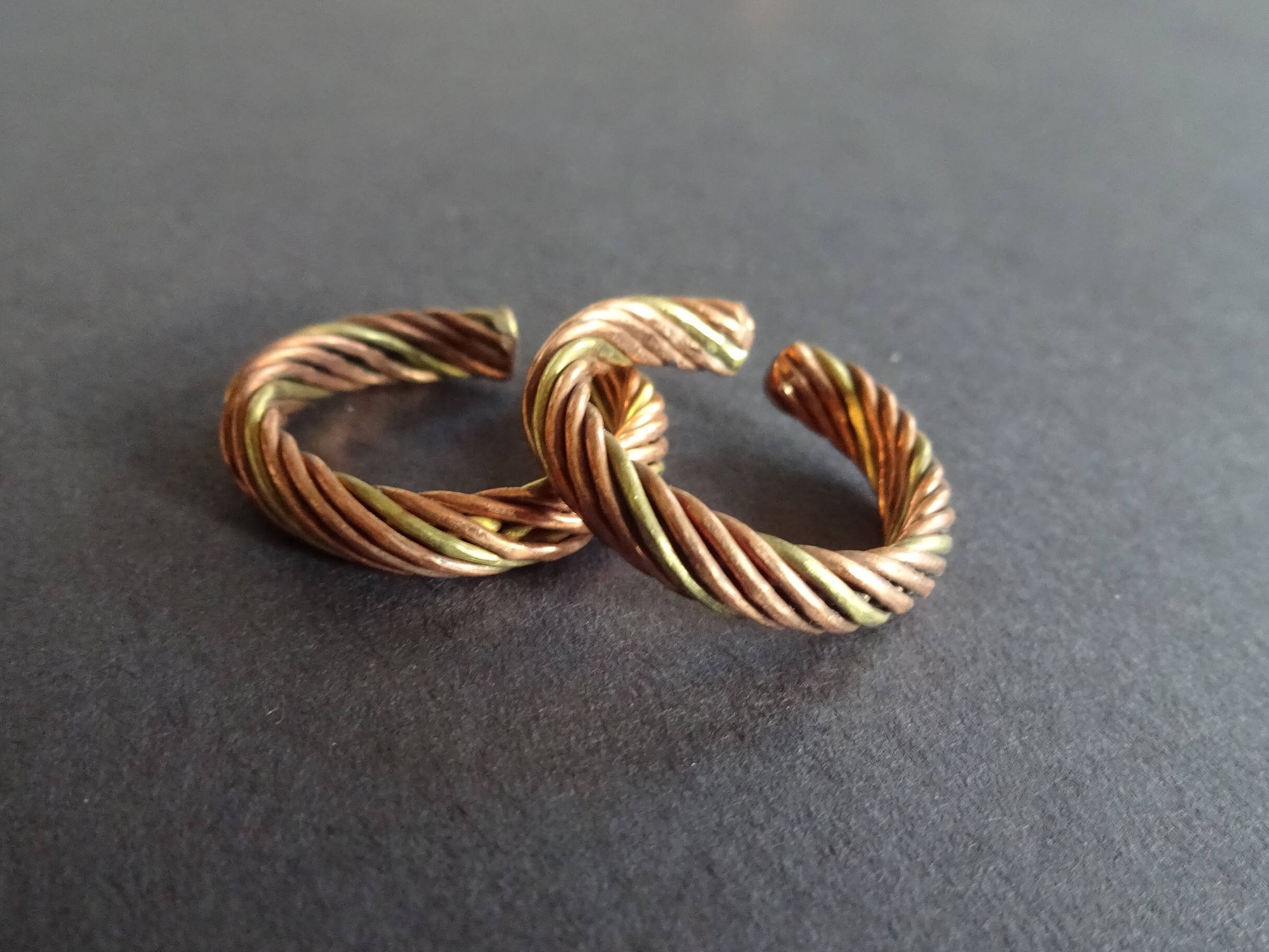 Twisted Copper Ring, Brass and Copper, Adjustable Ring, Spiral