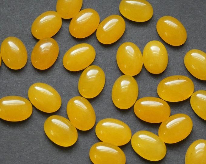 14x10mm Natural White Jade Gemstone Cabochon, Dyed, Yellow Oval Cab, Polished Gem Cabochon, Natural Stone, Jade Stone, Bold Yellow, Vibrant