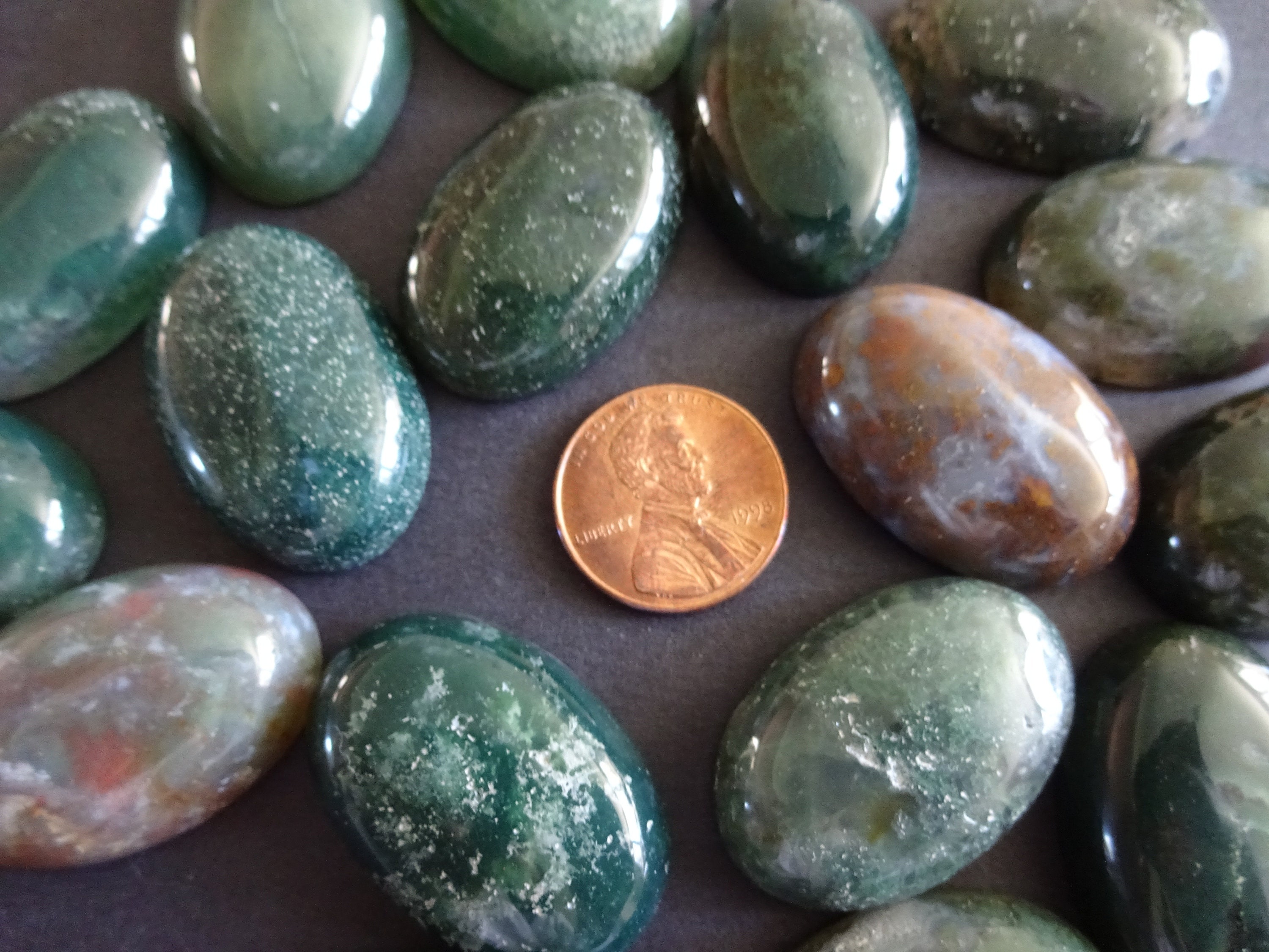 2 PACK Of 30x20mm Natural Indian Agate Cabs, Oval Cabochon, Polished