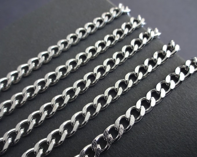 10 Meters 304 Stainless Steel Curb Chain, Faceted, Soldered, 7x5x1.2mm Chain Bulk Lot, Silver Color, Spool Of Necklace Chain, Jewelry Supply