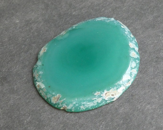 75x66mm Natural Brazilian Agate Cabochon, Large Agate Slice, One of a Kind, Green, Dyed, Only One Available, Flat Round Agate, Gemstone Cab