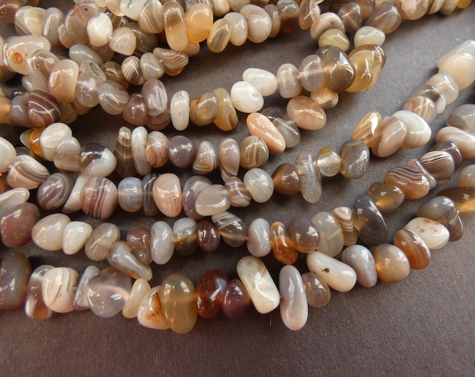 15-16 Inch 4-14mm Natural Botswana Agate Beads, About 150 Gemstone Beads, Beige Agate Nuggets, Polished Agate Crystal, Drilled, 1mm Hole