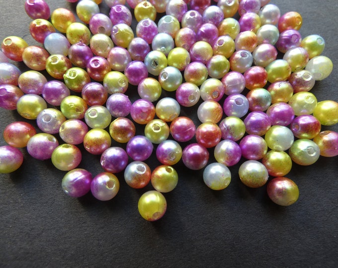 200 Pack 6mm Faux Pearl Acrylic Ball Beads, Rainbow Ball Bead, Mixed Lot, Multicolor, Round Faux Pearl, Classic Ball Bead, Basic Ball Bead