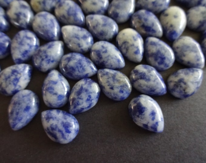 14x10mm Natural Blue Spot Stone Cabochon, Teardrop Cabochon, Polished Stone, Blue Stone Cabochon, Natural Gemstone, Spotted Stone Focal