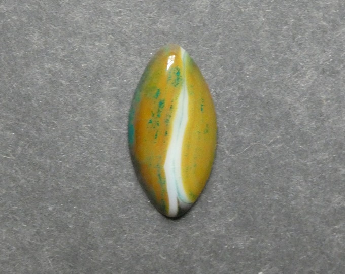 40x19.5mm Natural Brazilian Agate Cabochon, Gemstone Cabochon, Horse Eye, Yellow & Green, Dyed, One of a Kind, Only One Available, Unique