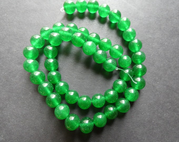 15 Inch 8mm Natural Malaysia Jade Bead Strand, Dyed, About 48 Round Ball Beads, Green Jade Strand, Natural Gem Bead, 1mm Hole, Jade Bead