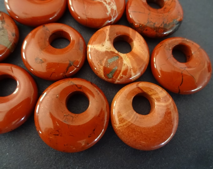 Set of 18mm Natural Red Jasper Pendant, Jasper Donuts, Deep Red, Polished Gem, Natural Gemstone Component, Round Stone, Wire Wrap