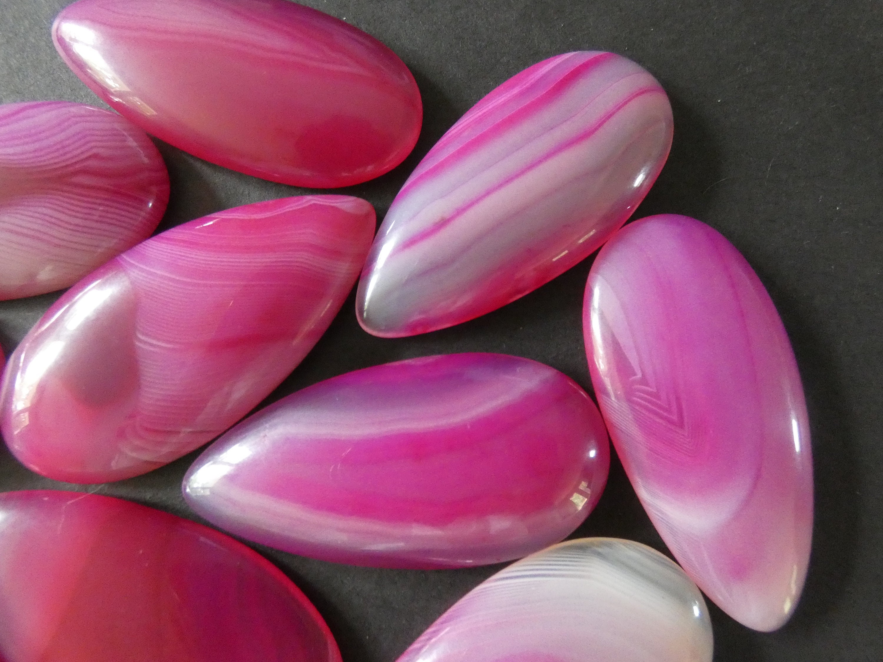 49x24mm Natural Agate Cabochon, Dyed, Teardrop Shape, Polished Gem