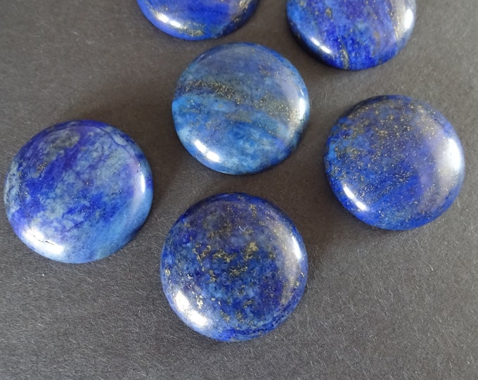 25x7mm Natural Lapis Lazuli Gemstone Cabochon Dyed, Round Dome Cabochon, Polished, Blue Gemstone, Mineral Stone, Lapis Stone, Golden Flecks