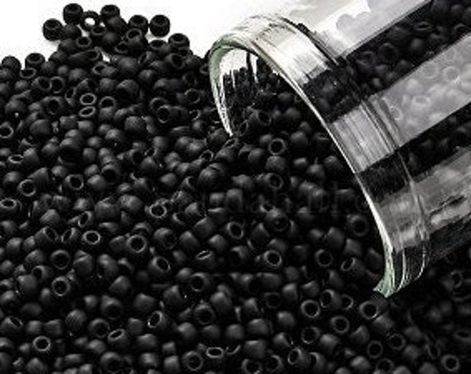 11/0 Toho Seed Beads, Opaque Frost Jet Black (49F), 10 grams, About 1103 Round Seed Beads, 2.2mm with .8mm Hole, Frost Finish