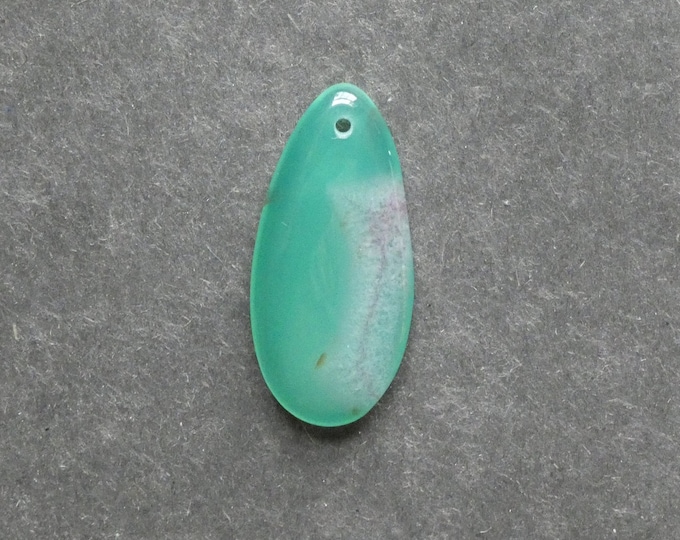 38x18mm Natural Brazil Crackle Agate Pendant, Gemstone Pendant, One of a Kind, Large Teardrop, Green and Pink, Dyed, Only One Available