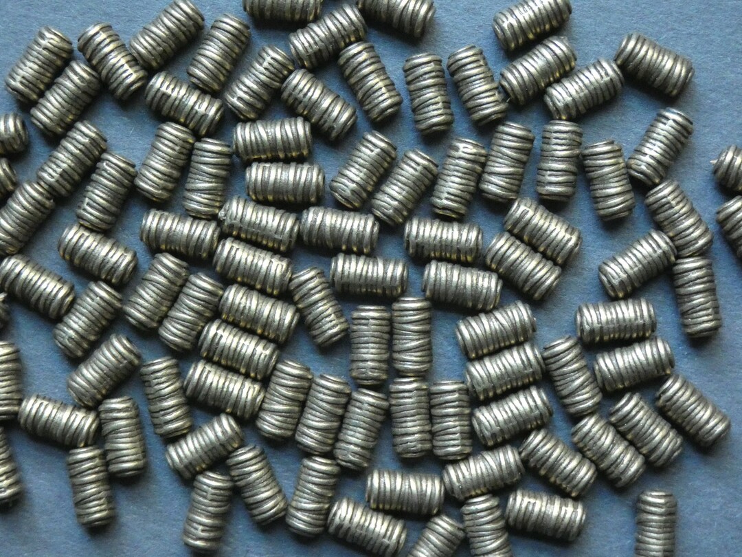 50 PACK 11mm Metal Tube Beads, Rope Design, Rope Bead, Column Bead