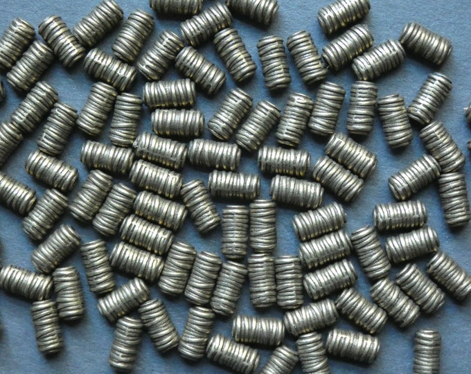 50 PACK 11mm Metal Tube Beads, Rope Design, Rope Bead, Column Bead, Metal Tubes, Antiqued Basic Tube, Simple Bead, Tibetan Style, Bronze