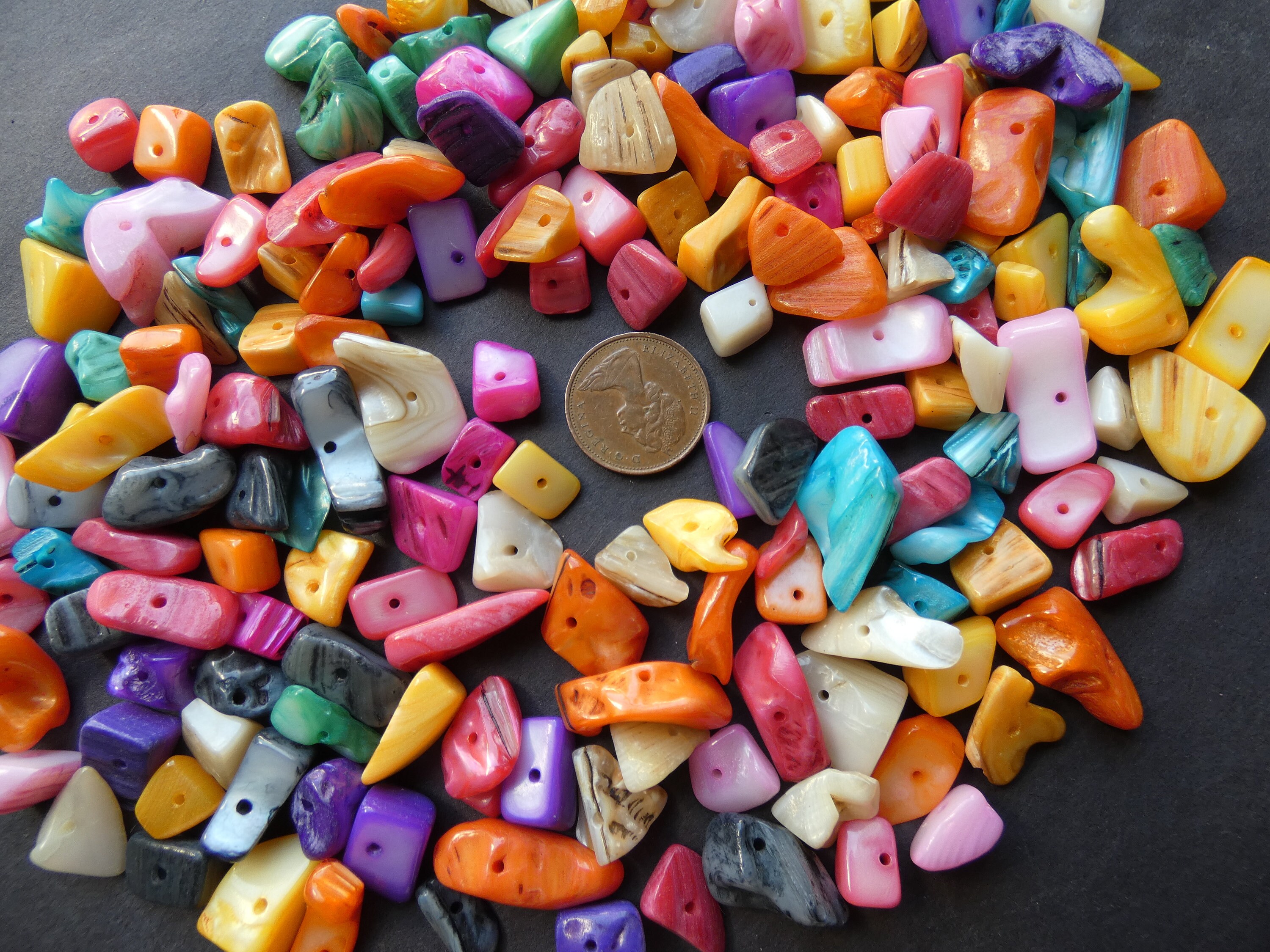 417mm Natural Shell Beads, Dyed, 817x57x46mm, Mixed Color Drilled