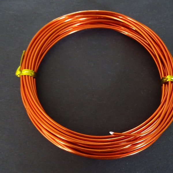 6 mètres de fil pliable en aluminium rouge orange de 1,5 mm, fil de calibre 16, fil d’artisanat et de perles, fil orange pour la fabrication de bijoux et l’emballage de fils