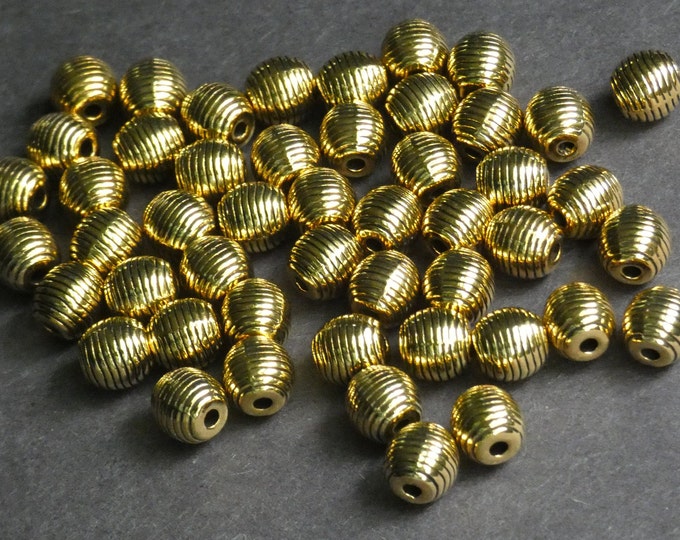 50 PACK of 6mm Metal Beehive Round Beads, Tibetan Style Beehive Bead, Metal Beehive Bead, Golden Metal Beads, Bee Hive Column Bead, Beehive