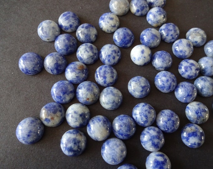 10mm Natural Blue Spot Stone Cabochon, Round Cabochon, Polished Stone, Blue Stone Cabochon, Natural Gemstone, Spotted Stone Focal, Gems