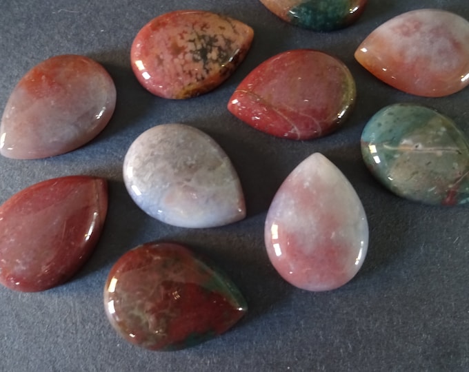 2 PACK 30X22mm Natural Indian Agate Gemstone Cabochon, Teardrop Cabochon, Polished Gem, Stone Cabochon, Natural Gemstone,  Agate Gemstone