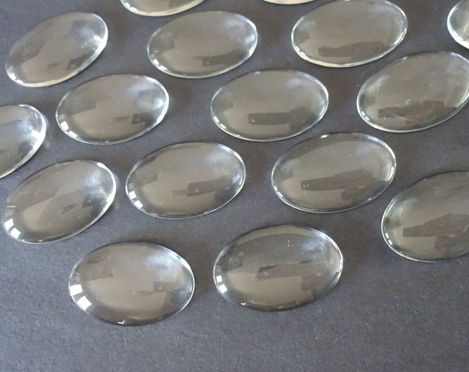 30x20mm Transparent Glass Cabochon, Oval Cabochon, Clear Glass Gem, Glass Jewelry Making, Glass Cab, Simple Glass Stone, Glass Crystal
