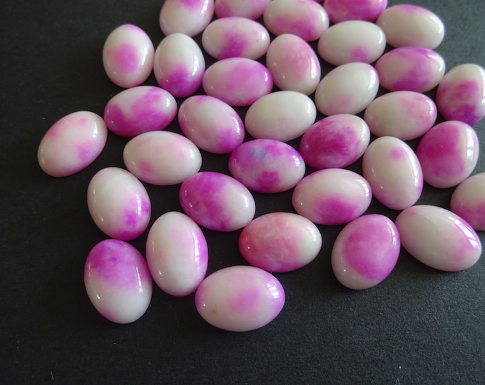 14x10mm Natural White Jade Dyed Gemstone Cabochon, Hot Pink Oval Cabochon, Polished Stone Cabochon, Natural Stone, Jade Stone, Gemstone