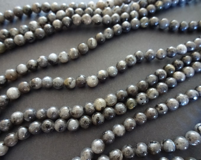 15.5 Inch 4mm Natural Larkavite Ball Bead Strand, About 90 Ball Beads, Natural Polished Gemstone, Gray Stone Bead, LIMITED SUPPLY, Hot Deal!