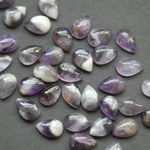 10x7mm Natural Amethyst Cabochon, Teardrop Gemstone Cabochon, Purple Amethyst Stone, Pretty Gem, Polished Gem, Purple Birthstone, Pastel