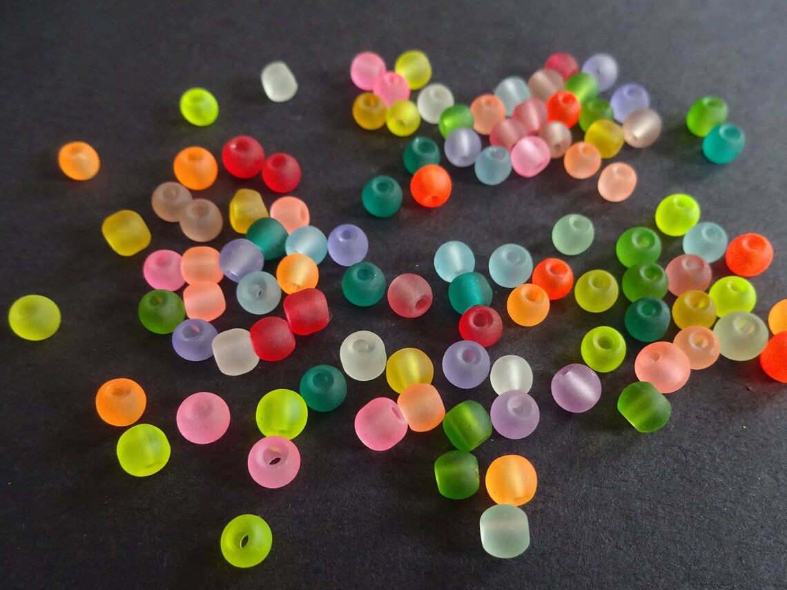 4mm Frosted Glass Beads 6/0 Small Seed Bead Transparent Etsy