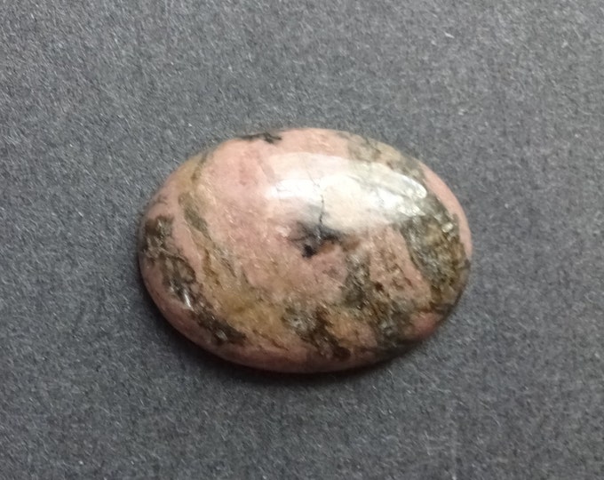 30x22 Natural Rhodonite Cabochon, Black & Pink, One 0f A Kind, Unique, As Seen In Image, Only One Available, Rhodonite Oval Stone Cab