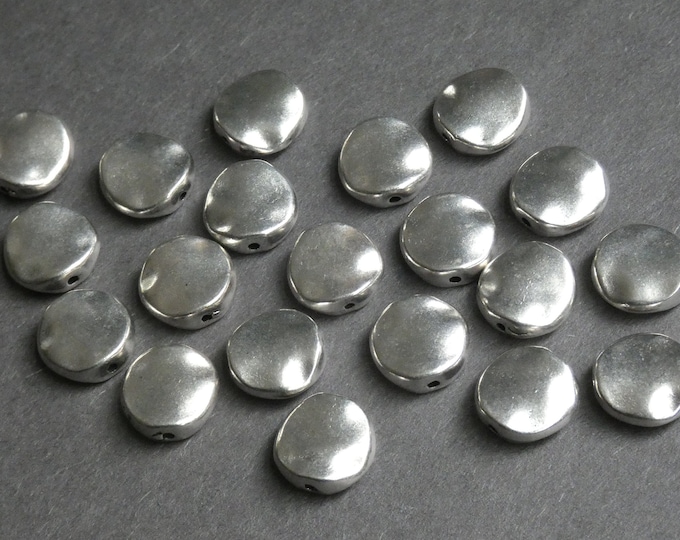 20 PACK of 12mm Flat Round Wavy Beads, Tibetan Style Metal Bead, Metal Flat Round Bead, Silver Flat Round Beads, Metal Beads, Wavy Spacer