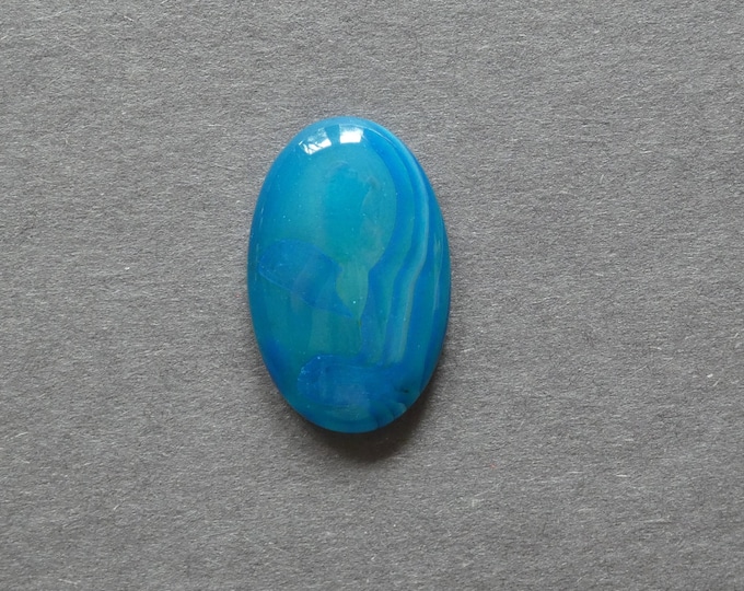 28x18x6mm Natural Striped Agate Cabochon, Banded Agate, Gemstone Cabochon, Oval, Blue, Dyed & Heated, One of a Kind, Only One Available