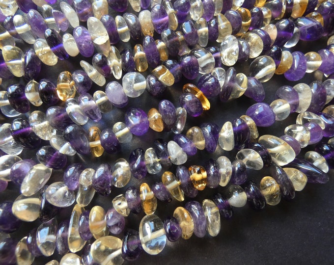 15-16 Inch Natural Ametrine Nugget Bead Strand, 4-14mm Natural Stone Beads, Natural Gemstone, Stone Bead, Trystine Quartz, Purple & Yellow