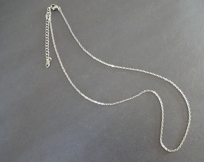 304 Stainless Steel 17 Inch Cross Chain, Necklace Chain, With Extender, Basic Chain, Simple Chain, Link Chain Necklace, Lobster Claw Clasp