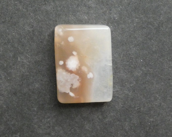 36x25mm Natural Cherry Blossom Agate Cabochon, Gemstone Cabochon, Rectangle, One of a Kind, Pink and Beige, Only One Available, Agate Stone
