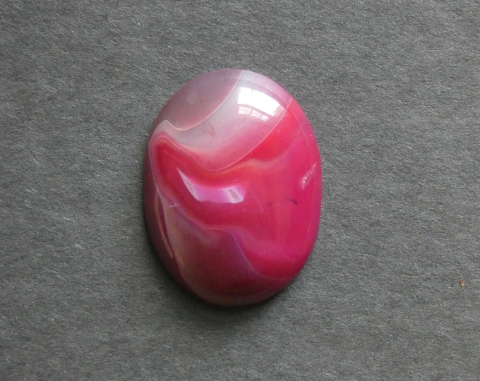 40x30mm Natural Striped Agate Cabochon, Gemstone Cabochon, Pink, Dyed, One of a Kind, As Seen in Image, Only One Available, Banded Agate Cab