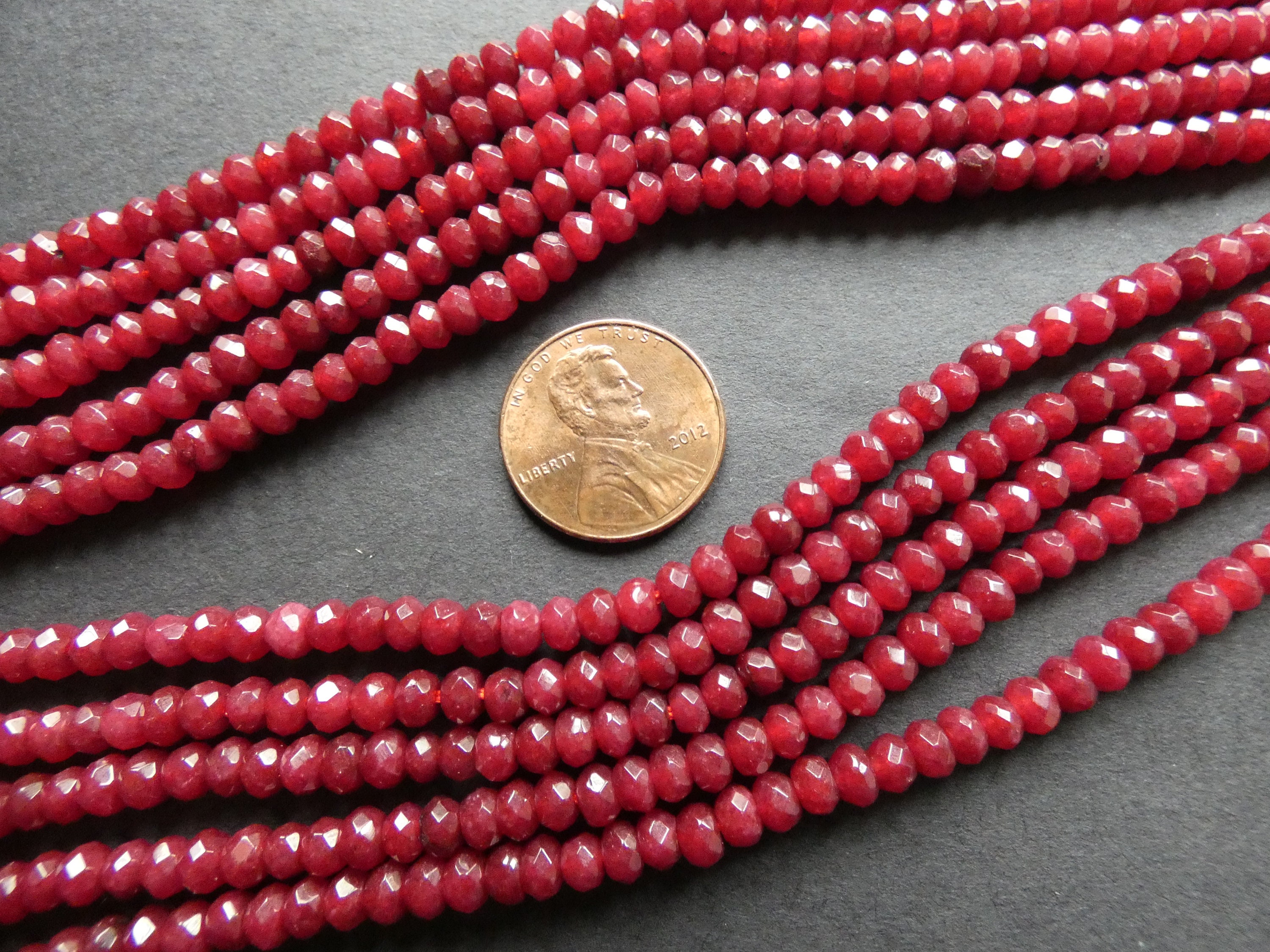 15 Inch 4x2mm Natural Malaysia Jade Bead Strand, Dyed, 144 Faceted