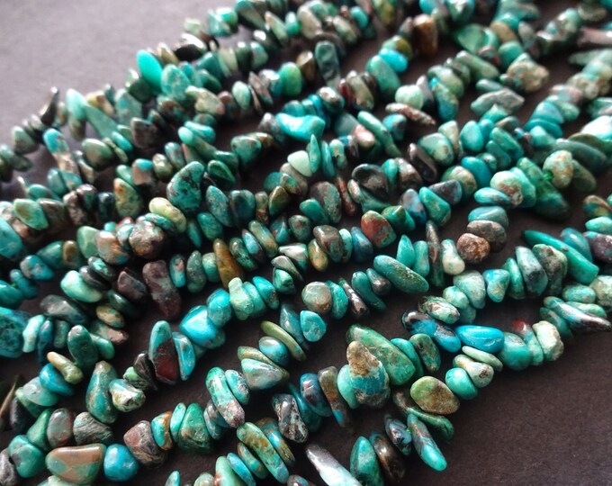 15.74 Inch Natural Chrysocolla Bead Chip Bead Strand, 4-12mm, Natural Gemstone, Stone Bead, Blue and Teal, About 200 Stone Beads, Small