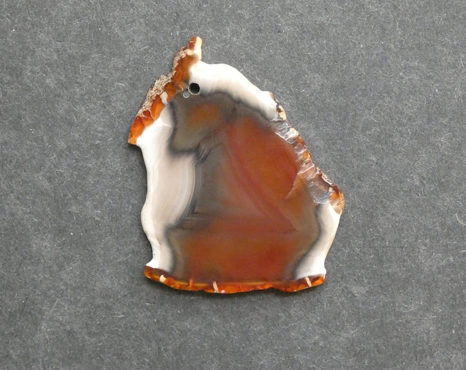 50x42mm Natural Agate Pendant, Gemstone Pendant, Brown, Dyed, One of a Kind, Only One Available, Large Agate Nugget, Unique Agate Charm