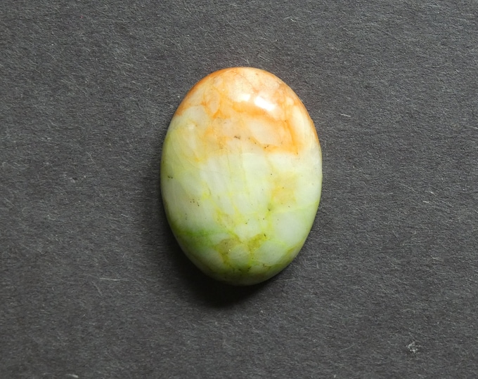 30x22x7.5mm Natural Calcite Cabochon, Gemstone Cabochon, Green and Orange, Dyed, One of a Kind, Only One Available, Multicolor Calcite Stone