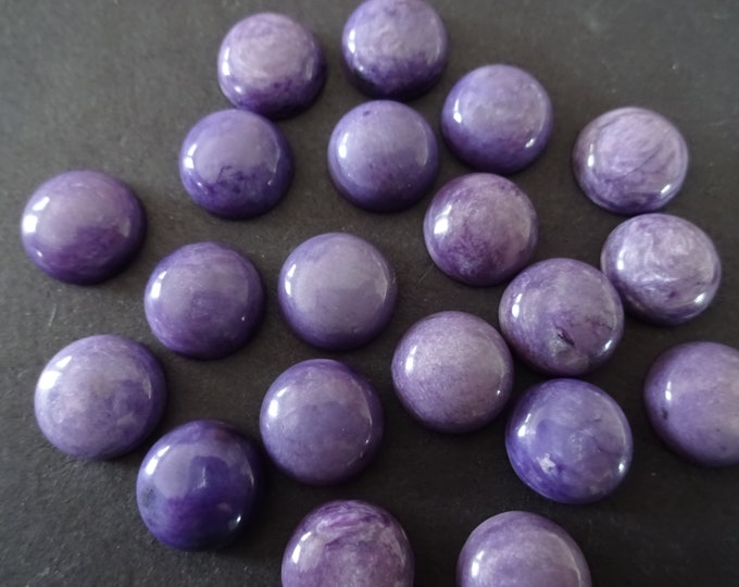 10x4.5mm Natural Charoite Cabochon, Gemstone Round Cabochon, Polished Stone, Purple Cabochon, Natural Stone, Rare Charoite Mineral Cab