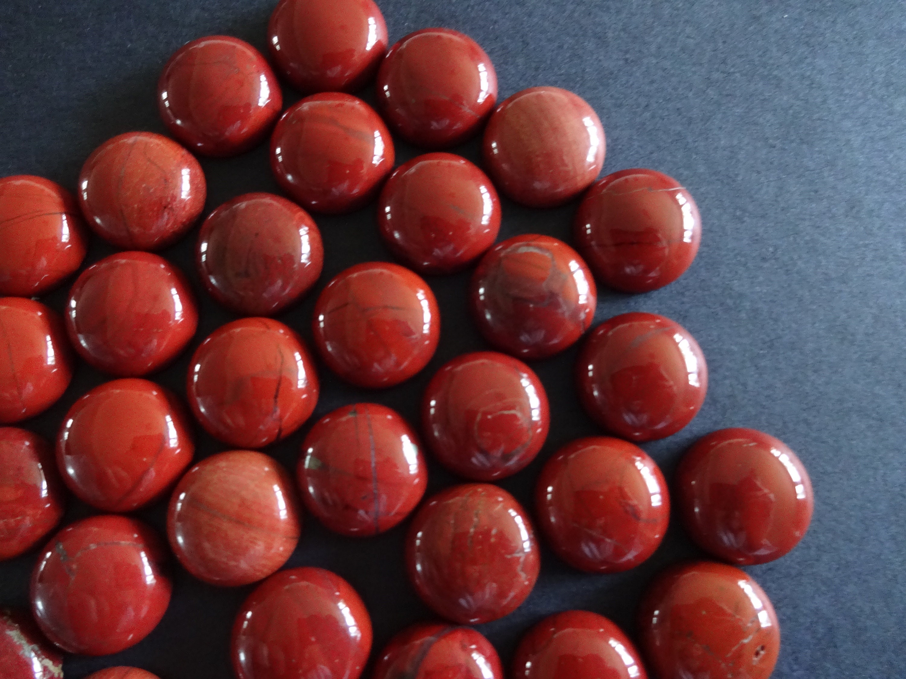 16x5mm Natural Red Jasper Gemstone Cabochon, Round Cabochon, Polished