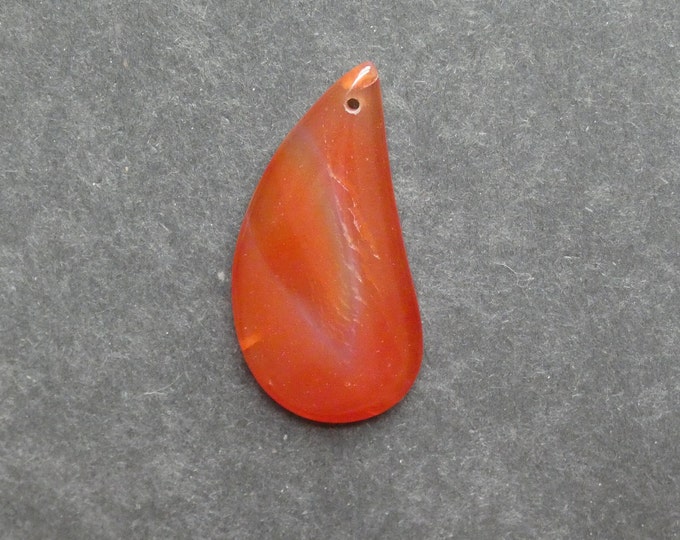 48x24mm Natural Agate Pendant, Gemstone Pendant, Large Teardrop, Orange, Dyed, One of a Kind, Only One Available, Unique Agate Pendant