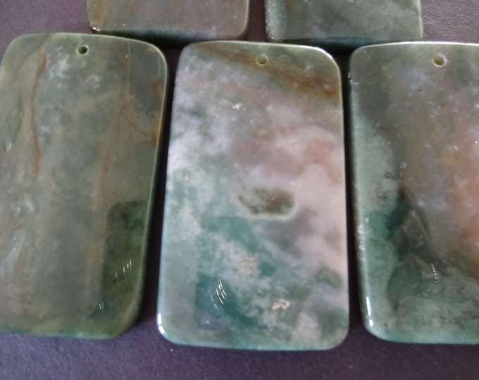 58x35mm Natural Moss Agate Pendant, Rectangle Pendant, Green, Polished Gem, Natural Gemstone Component, Wire Wrapping Stone, Pendant