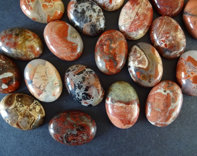 25x18mm Natural Brecciated Jasper Gemstone Cabochon, Oval Cabochon, Polished Gem, Stone Cabochon, Natural Gemstone, Polished, Jasper Stone